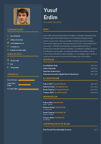 Güvenlik Görevlisi CV Örnekleri cv indir
